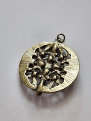 Art Nouveau Art Deco Style Pendant Green & Gold Tone Cross