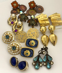 Vintage Jewelry Lot Signed Earrings Panetta Trifari Blanca Anne Klein GAS Bijoux