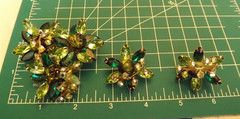 Vntg D&E Juliana Brooch Green Navettes,Rhinestones,Poured Stones Marked by Style
