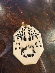 Vintage Pendant Carved Bovine Bone