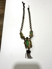 Vintage necklace with green and tassel