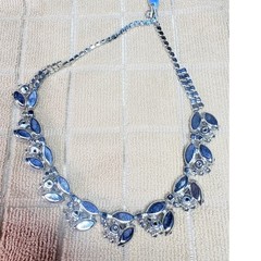 Mid‑Century Frosted Glass Parure in Icy Blues & Purples, 3‑Piece Vintage Set