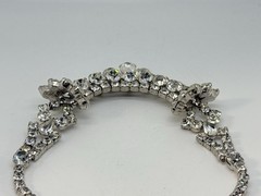 Vintage Rhinestone Crystal Silver-Tone BIB Statement Necklace Choker ~ 15-in