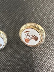 VTG CORO Signed White Enameled antique car Gold Tone Screw Back Earrings 0.9Inch