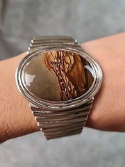 Vintage Navajo Picture Jasper Sterling Silver Cuff Bracelet Small 6″ No Markings