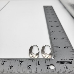 Funky Artisan Elongated hoop earnings Love Hearts Silver plated Retro