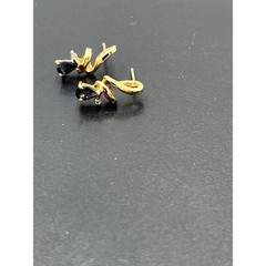 Vintage 10K Yellow London Blue Topaz Diamond Drop Dangle Earrings 1.6 grams