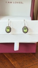 VTG FAS 925 Silver Earrings W/ Faceted Oval Cut Peridot Gemstone & Beaded Edge