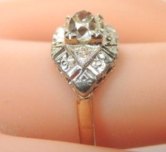Antique Art Deco Diamond Engagement 14K Ring Size 7 UK-N1/2 EGL USA Fine