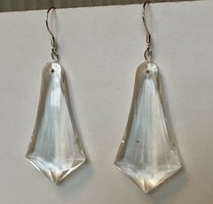 VINTAGE clear faceted plastic lucite charm 1 3/4″ EARRINGS