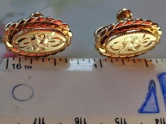 Vtg 1/20 12KT GF Victorian Design Floral Etched Screwback Earrings—11-25