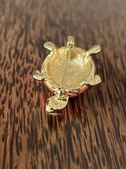 Gold Tone Peach & Yellow Enamel Turtle Brooch Pin
