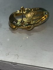 Vintage 1980’s Spiral Gold Tone Matte & Shiny TONA Brooch Pin Jewelry S7