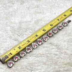 Vintage Sweetheart Bracelet Sterling Painted Heart Bliss Brothers Fits 7″ Wrist