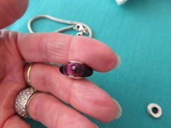 MURANO GLASS ITALY PURPLE STERLING BEAD BRACELET SLIDE FITS ALL BRACELETS