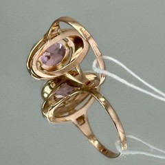 USSR Vintage Original Rose Gold Amethyst (lab. made) Ring 583 14K 3,63 g 6,25 US