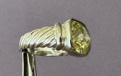 Old Vintage Unbranded 925 Sterling Silver Sparkling CZ or Art Glass Size 6 Ring