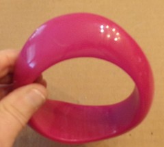 LARGE Vintage Lucite Acrylic Plastic Pink Bangle Bracelet Asymmetrical HEAVY