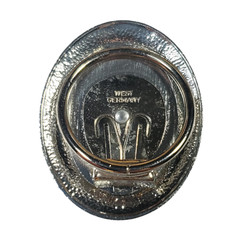 VTG 80s Hinged Scarf Clip Oval Sleek Simple Chunky Silver-Tone West Germany