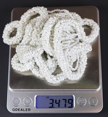Vintage Estate Art Deco White Seed Bead Flapper Lariat Rope Necklace Tassel 59”