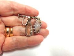 vintage sterling silver turquoise earrings screw on type sz 1.25 in lg wgt 5.3 g