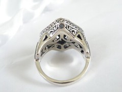 Sterling Silver 925 Heated Blue Topaz Etruscan Style Ring Size 9