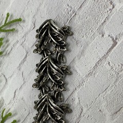 Vintage Unbranded 1950’s Leaf Leaves SILVER Tone Heavy BRACELET 7”