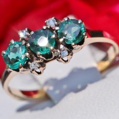 14k yellow gold ring 0.40ct Lab-created emerald diamond sz 5 vintage 1.5g N3096A