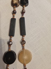 Vintage Bovine Bone Horn Bead Necklace Natural Handmade Tribal Boho Retro
