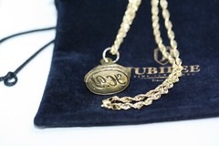 Victorian 1890’s Seal Pendant Initial HY Solid 10K Gold 2.5 MM Rope Necklace 18″