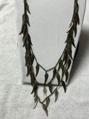Multi Strand Layered Bronze Chain Necklace Wing Charms n955