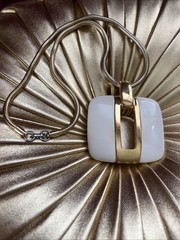 Vintage LANVIN IVORY KEYHOLE PENDANT NECKLACE