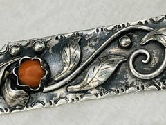 Art Deco German Ivy & Berry CORAL 830 Silver Ring SZ 9.75 & Brooch Spring set