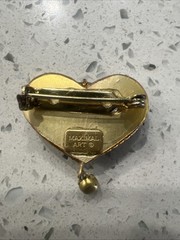 Maximal Art Gold Tone Heart Angels Shaped Pin/Brooch With Rhinestones