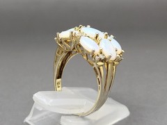 Womans Vintage Fire Opal Diamond Cluster Sterling Silver Cocktail Ring Size 5.5