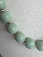 Vtg Monet Mint Green Necklace: Gold Tone/ Very Good Pre-owned Condition