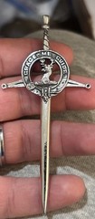 Vintage Pewter “Grace Me Guide” Kilt Pin Marked Forbes Sword Brooch