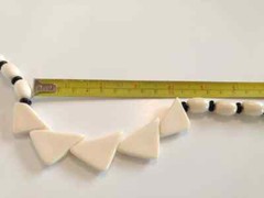 Vintage Plastic Necklace with Triangular Beads Retro Off-White Black