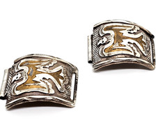Fabulous 1950’s Sterling Silver Thunderbird Watch Tips 18MM Bar Signed DJN