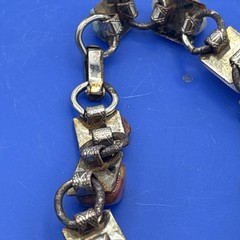 Vintage Semi Precious Stone Link Bracelet Goldstone Rose Quartz Goldstone 6.75”