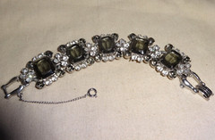 Juliana D&E Delizza Elster 5 Link Emerald Cut Clear Rhinestone Bracelet 7″ #8115