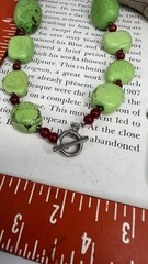 Vintage Green Necklace & Pierced Earrings Set Green Howlite Jewelry 💚