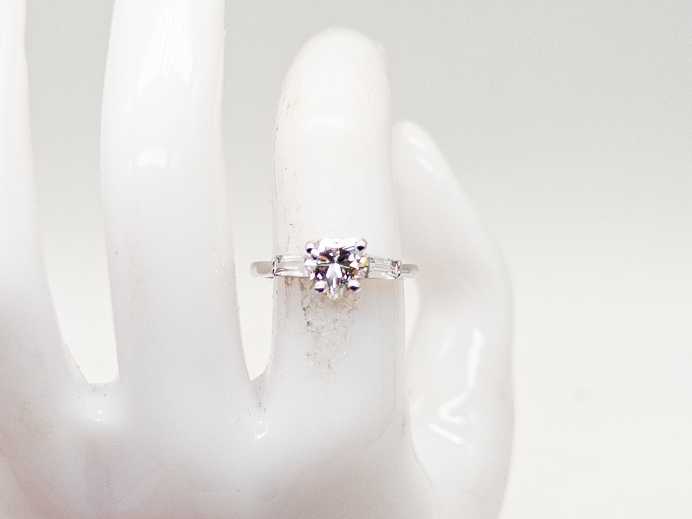 Vintage $6000 1.50ct Si1 H GIA CERTIFIED HEART CUT Diamond 14k White Gold Ring
