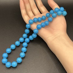 Vintage Marbled Blue Acrylic Bead Necklace – 1950s – 18” – Hand Knotted