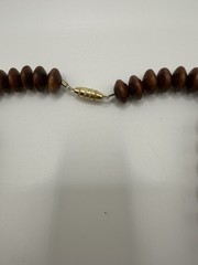 Bohemian Retro Brown And Teal Wood Disc Necklace 18”