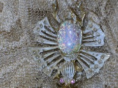 Vintage Hobe Bug Brooch Opal Stone Marked 1-1/2 “