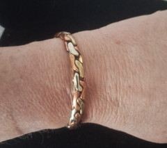 Sergio Lub Viking Braid Mixed Metal Cuff Bracelet Copper Brass Silver Tone