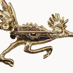 VTG Brooch Roadrunner Bird Enamel Painted Gold Tone Retro Fun Whimsy Cartoon Pin