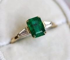 Art Deco Antique 3.60 Ct Natural Emerald Vintage Wedding Ring 14K Yellow Gold FN