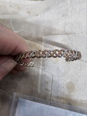 Vntg Sergio Lub California Tri Metal 925 Silver Copper Brass Twist Cuff Bracelet